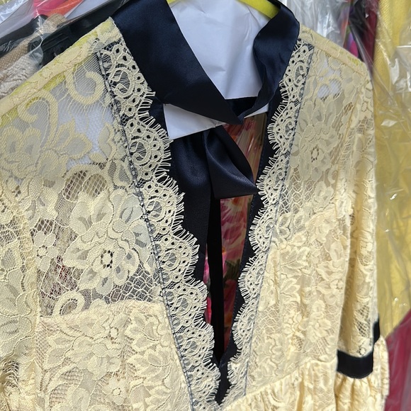 Free People Lace Mini Dress in Cream and Black - Picture 3 of 9